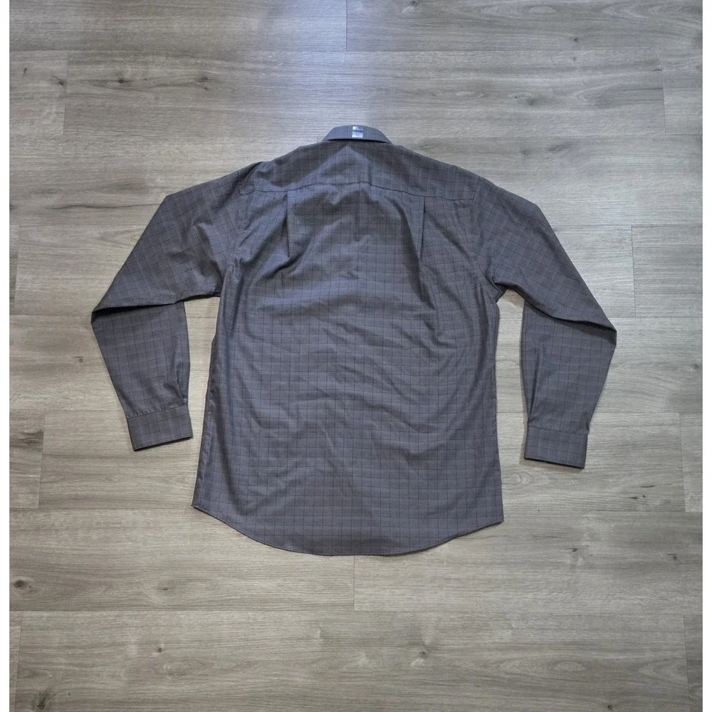Kenneth Cole Awearness Men's Shirt 16.5 34/35 Gray Check Button Up SLIM FIT NWT